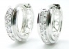 Beautiful Casted Filigree 14k White Gold Filled Simulated White Diamond Swarovski Crystal Huggie Hoop Earrings, 13MM (0.5 Inch) Length