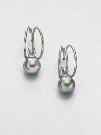 Stunning grey pearls on a sterling silver triple hoop design. 10mm organic grey round man-made pearlSterling silverLength, about 1Post backImported Stunning grey pearls on a sterling silver triple hoop design. 10mm organic grey round man-made pearlSterling silverLength, about 1Post backImported