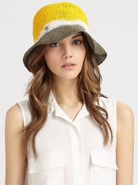 A floppy, hand-crocheted straw hat in a dip-dyed, ombré design.Paper strawBrim, about 2Imported A floppy, hand-crocheted straw hat in a dip-dyed, ombré design.Paper strawBrim, about 2Imported