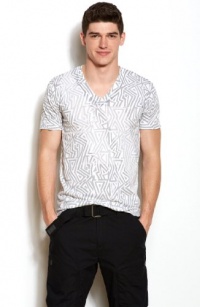 Armani Exchange Mens Tribal Print Logo Tee Armani Exchange Mens Tribal Print Logo Tee