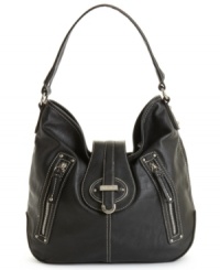 Grab hold on this easy-going hobo for a style that will take you from work to play. This Nine West design features shiny slivertone hardware and unique vertical zip pockets for extra convenience. Grab hold on this easy-going hobo for a style that will take you from work to play. This Nine West design features shiny slivertone hardware and unique vertical zip pockets for extra convenience.