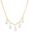 Stylish stones stand out on this frontal necklace from Robert Lee Morris. Crafted from gold-tone mixed metal, the necklace and its geometric pieces display an eclectic elegance. Approximate length: 16 inches + 3-inch extender. Approximate drop: 1-1/4 inches.