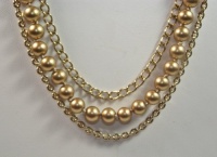 Carolee Gold Pearl and Chain 3 Row Necklace Carolee Gold Pearl and Chain 3 Row Necklace