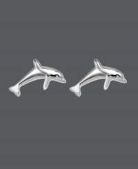 Simple studs that make an instant splash! Unwritten earrings feature a pair of leaping dolphins, crafted in sterling silver. Approximate diameter: 5/8 inch. Simple studs that make an instant splash! Unwritten earrings feature a pair of leaping dolphins, crafted in sterling silver. Approximate diameter: 5/8 inch.