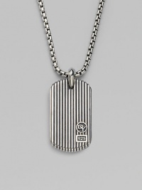 A singular look for today's man, designed with a sterling silver dogtag pendant on a box-chain necklace. From the Royal Cord Collection Sterling silver Chain length, about 22 Lobster clasp Imported A singular look for today's man, designed with a sterling silver dogtag pendant on a box-chain necklace. From the Royal Cord Collection Sterling silver Chain length, about 22 Lobster clasp Imported
