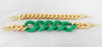 Set 2 Chunky Link Bracelet Big Kelly Green Links & Faux Pave Bracelet Set 2 Chunky Link Bracelet Big Kelly Green Links & Faux Pave Bracelet