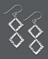 Double up on contemporary design. Studio Silver's stunning double drop earrings are perfect for office or evening. Crafted in sterling silver with a unique hammered design. Approximate drop: 1-3/4 inches.