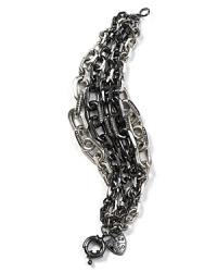 A covet-worthy take on chain, Giles & Brother's graduated silver and hematite bracelet is a cool-girl must. Worn with jersey separates or chunky knits, this accessory adds instant edge. A covet-worthy take on chain, Giles & Brother's graduated silver and hematite bracelet is a cool-girl must. Worn with jersey separates or chunky knits, this accessory adds instant edge.