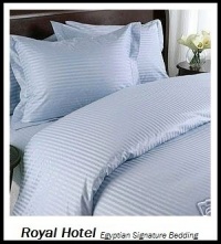 Royal's Striped Blue 300-Thread-Count 4pc Olympic Queen Bed Sheet Set 100-Percent Egyptian Cotton, Sateen Striped, Deep Pocket Royal's Striped Blue 300-Thread-Count 4pc Olympic Queen Bed Sheet Set 100-Percent Egyptian Cotton, Sateen Striped, Deep Pocket