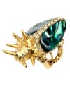 Everyone knows the beetle brings good luck. So channel good fortune and good style your way in RACHEL Rachel Roy's chic beetle cocktail ring. Crafted in gold-plated mixed metal with shell-colored resin and glass details. Ring adjusts to fit finger. Approximate size: 3/4 inch.