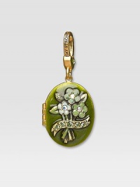 Peridot-colored CRYSTALLIZED - Swarovski Elements sparkle on this handcrafted, hand-enameled birthstone locket that opens to hold a favorite photo. Crystal Enamel 18k goldplated brass & brass-plated pewter Month indicated on the back Length, about 1¼ Width, about 1 Spring clip clasp Made in USA Peridot-colored CRYSTALLIZED - Swarovski Elements sparkle on this handcrafted, hand-enameled birthstone locket that opens to hold a favorite photo. Crystal Enamel 18k goldplated brass & brass-plated pewter Month indicated on the back Length, about 1¼ Width, about 1 Spring clip clasp Made in USA