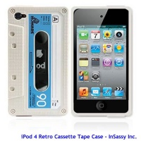 White Silicone Cassette Tape Case for Apple iPod Touch 4 4th Generation