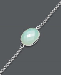 Spruce up your look with a little shimmer. Studio Silver's delicate bracelet features an oval-cut chalcedony stone (7-1/10 ct. t.w.) set in polished sterling silver. Approximate length: 7-1/2 inches. Spruce up your look with a little shimmer. Studio Silver's delicate bracelet features an oval-cut chalcedony stone (7-1/10 ct. t.w.) set in polished sterling silver. Approximate length: 7-1/2 inches.