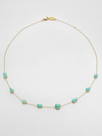 From the Rock Candy Collection. Bright faceted turquoise shapes, framed in gold, are stationed along a delicate chain.Turquoise18k yellow goldChain length, about 16-18 (adjustable)Lobster claspImported