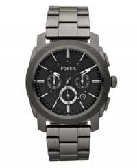 Create an air of mystery with this smoky Machine collection watch by Fossil. Create an air of mystery with this smoky Machine collection watch by Fossil.