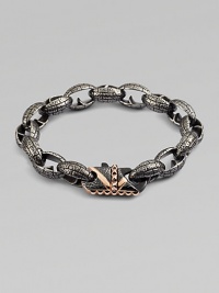 Modern update, enhanced by exquisite details define this rhodium and rose gold plated steel bracelet with brushed matte finish.From the UK CollectionSteelLength, about 9Lobster clasp closureImported Modern update, enhanced by exquisite details define this rhodium and rose gold plated steel bracelet with brushed matte finish.From the UK CollectionSteelLength, about 9Lobster clasp closureImported