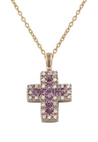 Effy Jewlery 14K Rose Gold Diamond & Pink Sapphire Cross Pendant Effy Jewlery 14K Rose Gold Diamond & Pink Sapphire Cross Pendant