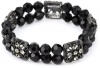 1928 Jewelry Stretch Double Beaded Black Crystal Bracelet