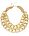 Play up your look with doubled design. INC International Concepts' trendy two-layer link necklace features a luminous gold-plated mixed metal setting. Approximate length: 17 inches + 3-inch extender.