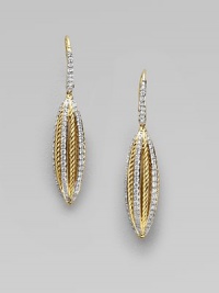 From the Lantana Collection. Rows of dazzling pavé diamonds alternate with radiant 18k gold cables in this long drop design. 18k goldDiamonds, .73 tcwDrop, about 1Diamond accented hook backImported 