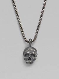 An antiqued skull pendant is crafted from pure sterling silver and hangs from a titanium box-chain necklace. From the Waves Collection Sterling silver Titanium chain, about 24 long Lobster clasp Imported An antiqued skull pendant is crafted from pure sterling silver and hangs from a titanium box-chain necklace. From the Waves Collection Sterling silver Titanium chain, about 24 long Lobster clasp Imported