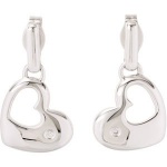 CleverEve Designer Series One Pair .015 Ct Tw Diamond Heart Dangle Earrings in Sterling Silver 4.80 grams w/ Total of 2 I1 / H-I Round Diamonds CleverEve Designer Series One Pair .015 Ct Tw Diamond Heart Dangle Earrings in Sterling Silver 4.80 grams w/ Total of 2 I1 / H-I Round Diamonds