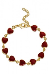 Lily Nily Children's 18k Gold Overlay Red Enamel Hearts Bracelet Lily Nily Children's 18k Gold Overlay Red Enamel Hearts Bracelet