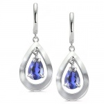 CleverEve Designer Series Sterling Silver Pear Shaped Earrings w/ 9 mm Genuine Pear Cut Iolite Center Stones