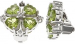 CleverEve Designer Series Sterling Silver 6X6mm Heart Genuine Peridot Ear Clips No Post