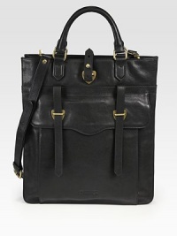 A trim, vertical tote in a versatile size, finely crafted of sturdy canvas with rich leather trim.Double top handlesDetachable, adjustable shoulder strapTop strap-and-stud closeOne outside flap strap pocketOne inside divider zip pocket with organizerCotton lining14W X 15½H X 1½DImported A trim, vertical tote in a versatile size, finely crafted of sturdy canvas with rich leather trim.Double top handlesDetachable, adjustable shoulder strapTop strap-and-stud closeOne outside flap strap pocketOne inside divider zip pocket with organizerCotton lining14W X 15½H X 1½DImported