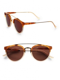 Two-tone, double bridge frames crafted in lightweight plastic. Available in matt tortoise frames with brown lenses.Acetate/metal100% UV ProtectionMade in Italy Two-tone, double bridge frames crafted in lightweight plastic. Available in matt tortoise frames with brown lenses.Acetate/metal100% UV ProtectionMade in Italy