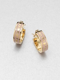 Simply chic logo design with glossy enamel accents. Enamel12k goldplated brassLength, about .2Hinged, post backImported Simply chic logo design with glossy enamel accents. Enamel12k goldplated brassLength, about .2Hinged, post backImported