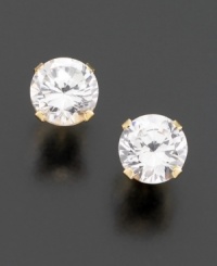 Show off your chic style. Round-cut cubic zirconia (1-1/3 ct. t.w.) is set in 14k gold. Show off your chic style. Round-cut cubic zirconia (1-1/3 ct. t.w.) is set in 14k gold.