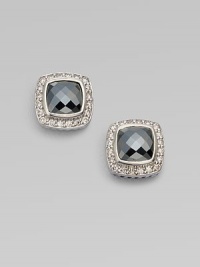 From the Petite Albion Collection. This sleek design with dazzling pavé diamonds surrounding a hematite stone set in sterling silver is elegant and versatile. HematiteDiamonds, .4 tcwSterling silverSize, about ¼Post backImported From the Petite Albion Collection. This sleek design with dazzling pavé diamonds surrounding a hematite stone set in sterling silver is elegant and versatile. HematiteDiamonds, .4 tcwSterling silverSize, about ¼Post backImported