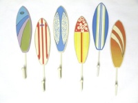 Tropical Beachy Surfboard Wall Hooks Set of 6 Tropical Beachy Surfboard Wall Hooks Set of 6