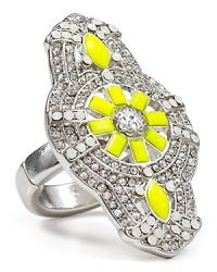 This silver-plated ring from Aqua is a bright way to electrify every look. We love the piece's chunky look - rock it against a neutral palette for a color-pop contrast. This silver-plated ring from Aqua is a bright way to electrify every look. We love the piece's chunky look - rock it against a neutral palette for a color-pop contrast.