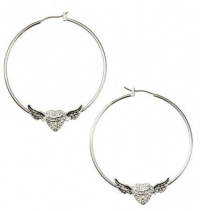Juicy Couture Hoop Earrings Pave Heart & Wings Hoops Silver YJRUS602 Juicy Couture Hoop Earrings Pave Heart & Wings Hoops Silver YJRUS602