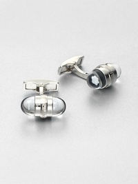 Signature cuff links, finished in platinum highlighted by a floating embossed emblem stars.PlatinumAbout 1 diam.Imported Signature cuff links, finished in platinum highlighted by a floating embossed emblem stars.PlatinumAbout 1 diam.Imported