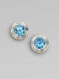 From the Bedeg Collection. This simply chic design features a lovely faceted Swiss blue topaz stone set in sleek sterling silver. Swiss blue topazSterling silverSize, about ½Post backImported From the Bedeg Collection. This simply chic design features a lovely faceted Swiss blue topaz stone set in sleek sterling silver. Swiss blue topazSterling silverSize, about ½Post backImported