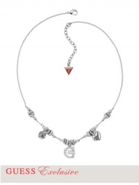 GUESS Women's Silver-Tone Logo Necklace, SILVER