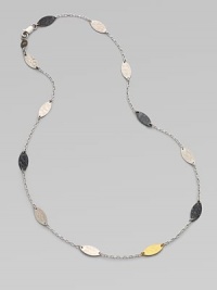 From the Willow Collection. This elegant chain stationed with leaves of hammered metal - white and blackened sterling silver and 24k yellow gold - is at once modern and earthy.Sterling silver 24k yellow gold Chain length, about 16 Pelican clasp Imported From the Willow Collection. This elegant chain stationed with leaves of hammered metal - white and blackened sterling silver and 24k yellow gold - is at once modern and earthy.Sterling silver 24k yellow gold Chain length, about 16 Pelican clasp Imported