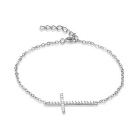 Sterling Silver 7 + 1 Sideways Cross CZ Bracelet Sterling Silver 7 + 1 Sideways Cross CZ Bracelet