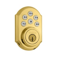 Kwikset 909 SmartCode Electronic Deadbolt featuring SmartKey in Lifetime Polished Brass