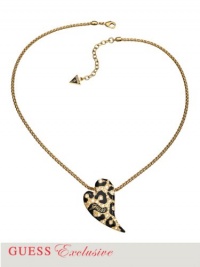 GUESS Gold-Tone Leopard-Print Heart Necklace, GOLD GUESS Gold-Tone Leopard-Print Heart Necklace, GOLD