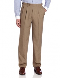 Louis Raphael Men's Houndstooth Pleated Dress Pant with Hidden Extension, Coffee, 38x29 Louis Raphael Men's Houndstooth Pleated Dress Pant with Hidden Extension, Coffee, 38x29