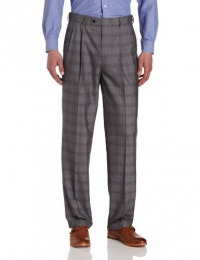 Louis Raphael Men's Modern Plaid Pleated Dress Pant with Hidden Extension, Light Gray, 42x30 Louis Raphael Men's Modern Plaid Pleated Dress Pant with Hidden Extension, Light Gray, 42x30