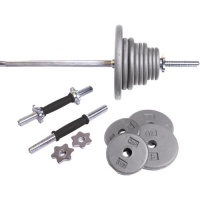 Standard 160 lbs. Barbell Set w Threaded Ends in Gray Finish Standard 160 lbs. Barbell Set w Threaded Ends in Gray Finish
