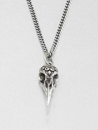 A small raven skull pendant highlights impeccable carving and attention to detail from a sterling silver curb link chain necklace.Sterling silverLength about 24Lobster claspMade in USA A small raven skull pendant highlights impeccable carving and attention to detail from a sterling silver curb link chain necklace.Sterling silverLength about 24Lobster claspMade in USA
