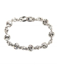 Glittering and glamorous! Crafted in silver tone mixed metal and surrounded by sparkling crystals, Givenchy's flex bracelet will have an eye-catching effect on even the most casual ensemble. Approximate length: 7-1/2 inches. Glittering and glamorous! Crafted in silver tone mixed metal and surrounded by sparkling crystals, Givenchy's flex bracelet will have an eye-catching effect on even the most casual ensemble. Approximate length: 7-1/2 inches.