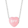 Light Pink Enamel BFF Sweethearts Sterling Silver Necklace 16 Inch